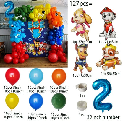 1set Dog PAW Patrol Aluminum Balloons figure 1 2 3 4 5 6 year old birthday party decoration Balloon Baby