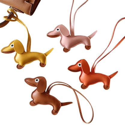 Multiple Colors Classic Leather Puppy Dog Keychain Pendant Lovely Dachshund Bag Charm Phone Pendant Trinket Key Ring Accessories