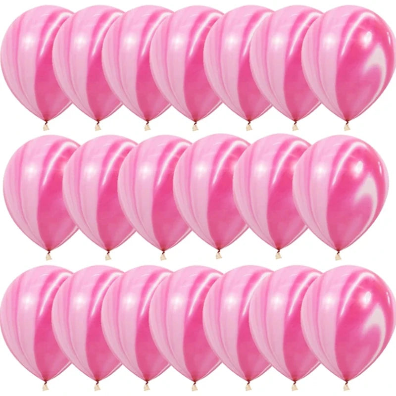 Blue Pink Purple Set Agate Marble Balloons Silver Confetti Balloon Wedding Valentine's Day Baby Shower Birthday Party Decoration