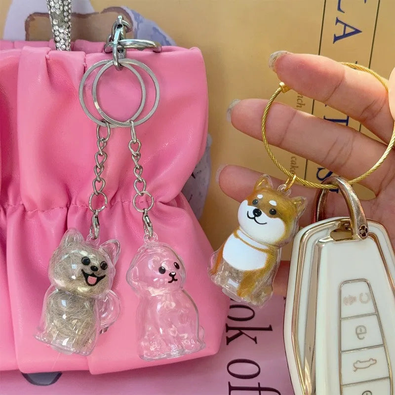 Dog Hair Storage Pendant Keychain Transparent Pet Fur Keepsake Capsule DIY Decoration Memorial Gifts for Pet Lovers Home Display