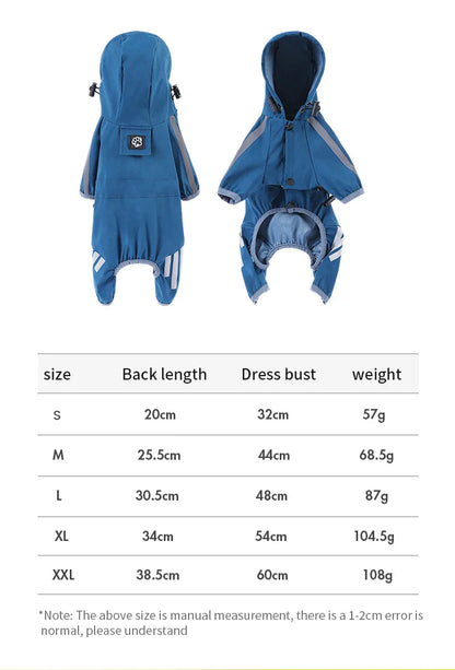 the JOGGER - Dog Raincoat Reflective Jacket Waterproof Large Pet, Rainy Day Out Clothes