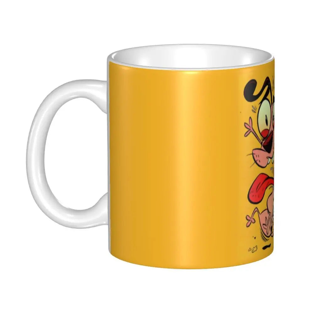 Personalized C-Courage The Cowardly Dog Coffee Mug DIY Ceramic Milk Tea Mug Cup