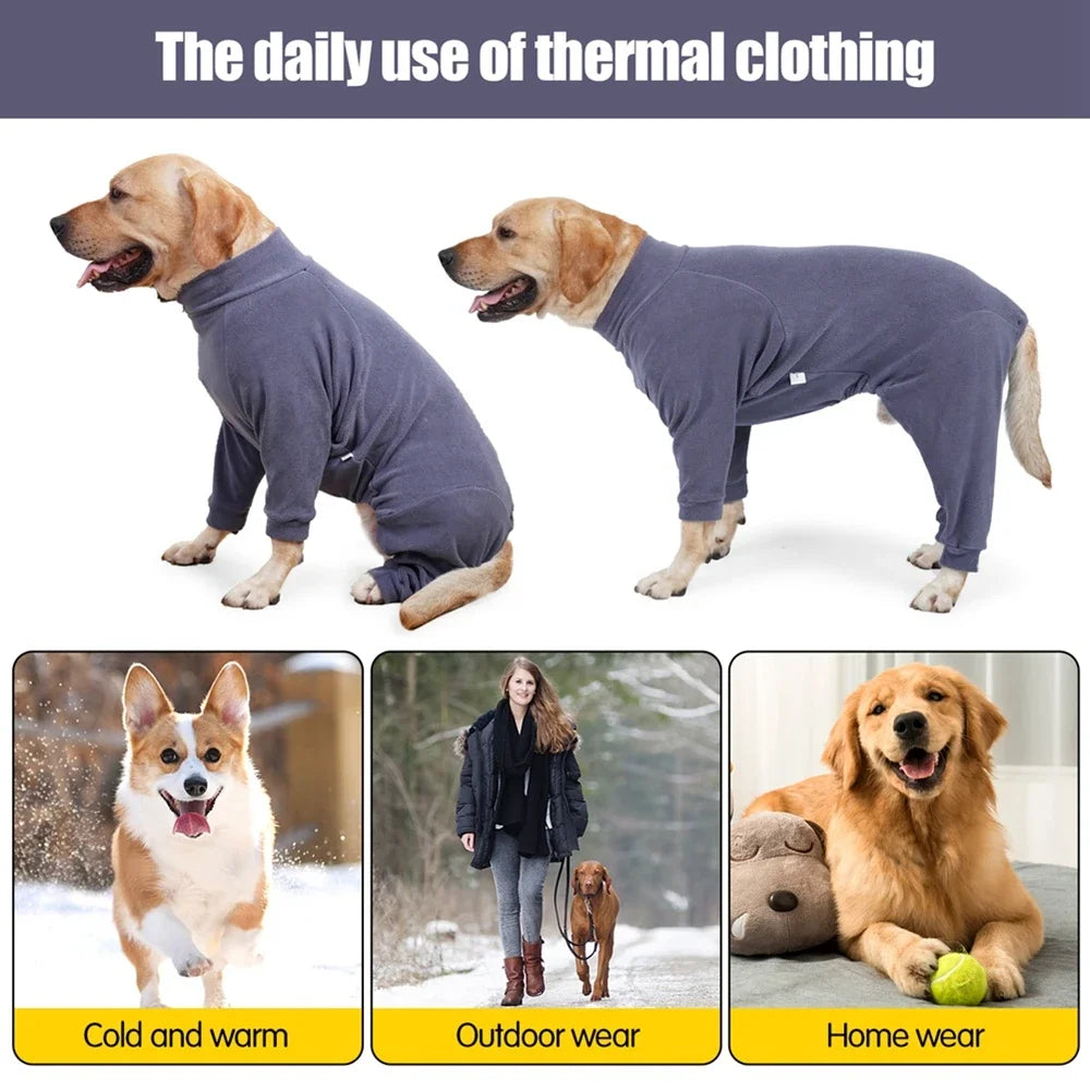4-Legs Dog Coats Warm Fleece Clothes for Small Medium Large Dogs Dog Cold Weather Outfit Full Body Cover Dog Snowsuit