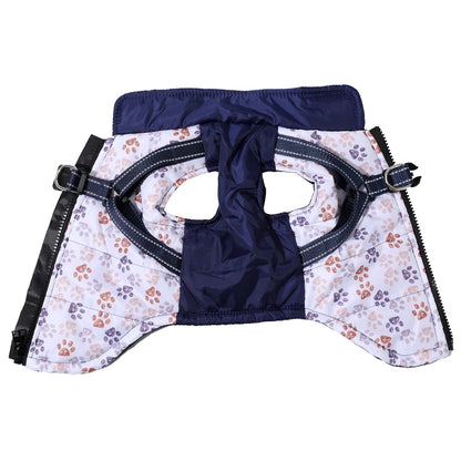 Winter Warm Pet Dog Coat For Small Medium Dogs Cat Jacket with Harness Puppy Foorprint Windproof Clothing French Bulldog Costume