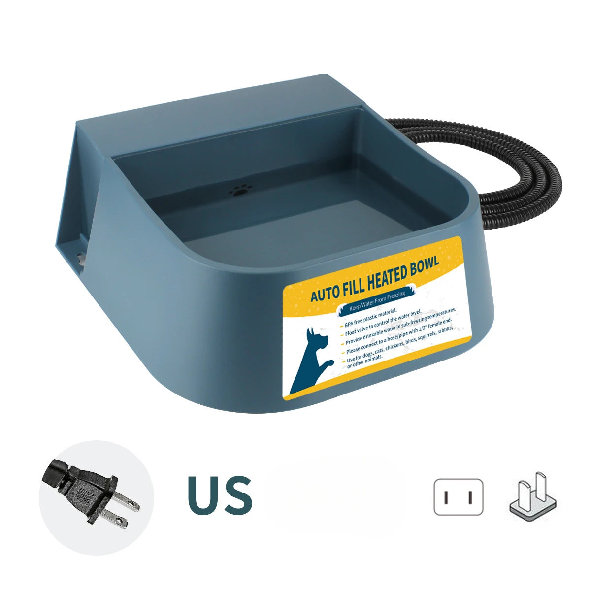 Heated Automatic Water Bowl for Dogs,Heated Dog Automatic Filling Outdoor Bowl,Heated Auto Waterer for Dog,Cats,Chickens,Animals