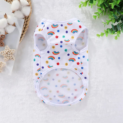 Cute Summer Pet Dog Cooling Vest Cartoon Soft Clothing Summer Casual Shirts Small Medium Large Dogs Puppy French Bulldog Clothes