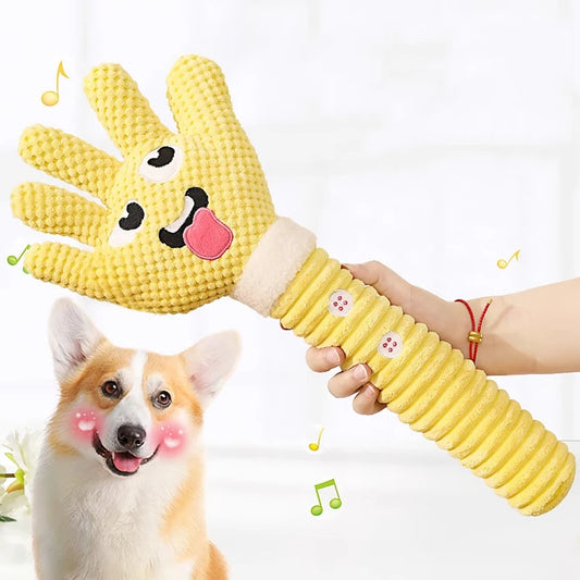 Dog Teething Plush Pet Teething Toys Palm-Shaped Squeaky Plush Chewing Toy Pet Supplies Bite Resistant Cute Plush Squeaky Dog To