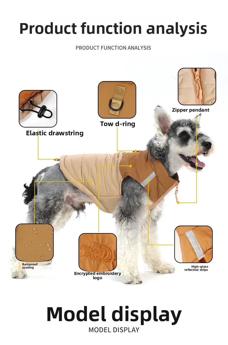 Autumn And Winter Waterproof Reflective Small Medium Large Dog Cotton Clothes Can Be Pulled Dog Clothes Pet Clothing