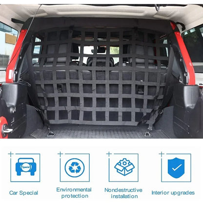 Pet Isolation Net Safety Mesh Dog Barrier for Wrangler JK JL 4 Door 2007-2023 Secure Behind Rear Seat