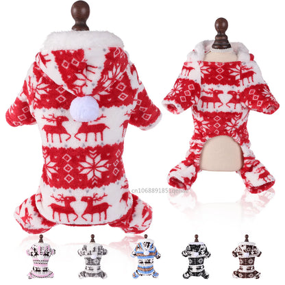 the JOLLY JAMMIES PET PAJAMAS - Winter Dog Christmas Jumpsuit, Clothes Warm Plush Pet Pajamas for Small/Medium Dogs/Cats, Overalls Puppy, Warm Dog Clothing
