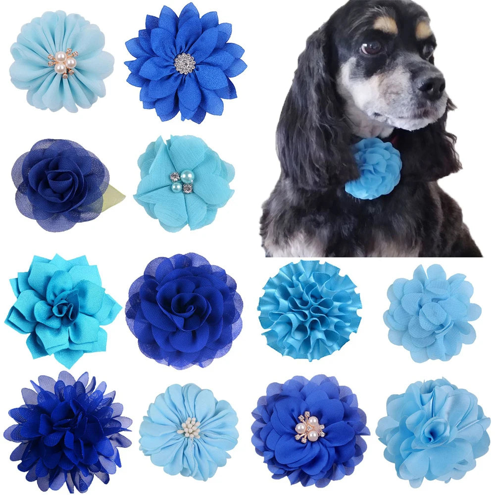the FLORAL BOW-TIE - 10PCS Handmade Pet Dog Bowtie, Puppy Colorful Flower Collar for Small Dogs, Pet Cat/Dog Slidable Collar, Dog Grooming Accessories