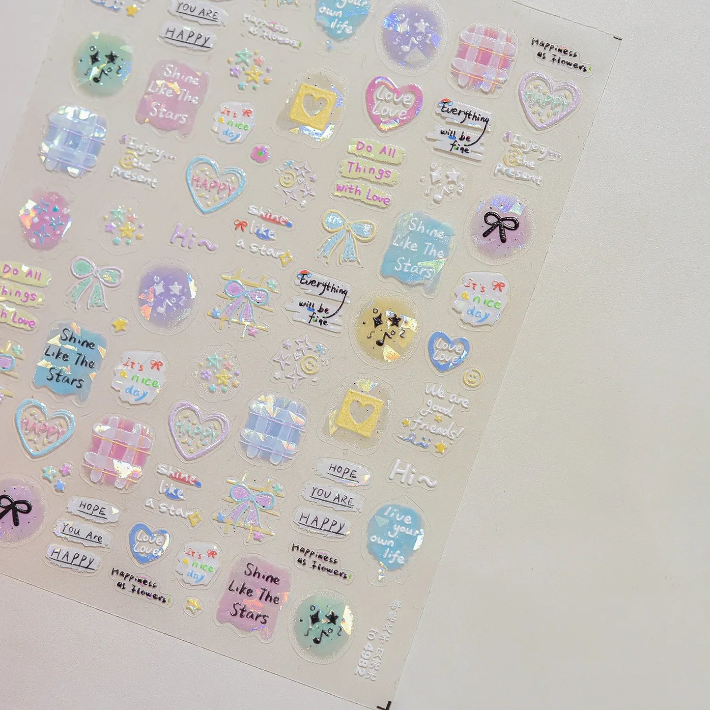 Colorful Balloon Cute Puppy Flower Cherry Bowknot Love Happy Dog Animal Self Adhesive Nail Art Sticker Decoration Manicure Decal