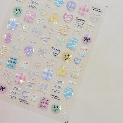 Colorful Balloon Cute Puppy Flower Cherry Bowknot Love Happy Dog Animal Self Adhesive Nail Art Sticker Decoration Manicure Decal