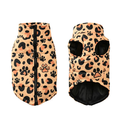 Pet Dog Coat For Small Medium Dogs Cats Winter Warm Fleece Puppy Clothing Print Jacket With D-ring Schnauzer Bulldog Pug Costume