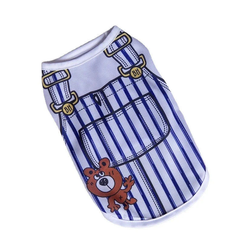 Quick-drying Yorkie Dog Vest Dog Tank Top Summer/Spring Cartoon Hoodie Chihuahua Dog Clothes French Bulldog Puppy Dogs/Cat Shirt