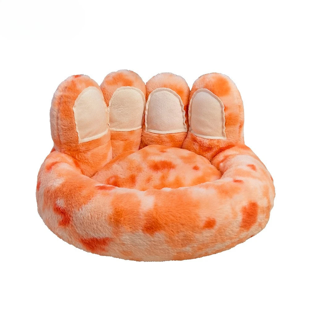 Round Dog Bed Fluffy Rabbit Fur Pet Bed Winter Warm Cat Bed Labubu Bear Paw Design Cat House Cat Bed Pet Supplies Dog Kennel