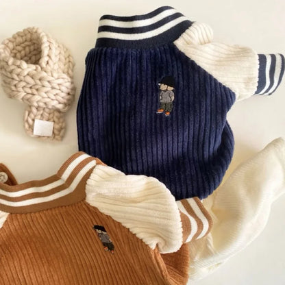 Cute Embroidered Pet Baseball Jackets Dog Clothes For Small Medium Cat Teddy Coat Puppy Spring Clothes Warm Fashion Pet Outfit
