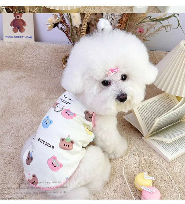 Four Seasons NewinsJapanese and Korean Style Thermal Pet Dog Cat Clothes Teddy Bichon Pulling Vest Wholesale
