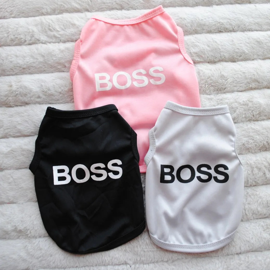 Dog BOSS Costume Dog Shirt for Small Dogs Boy Spring Summer Pet Clothes Breathable Chihuahua Yorkies Beagle Puppy Vest T-Shirts
