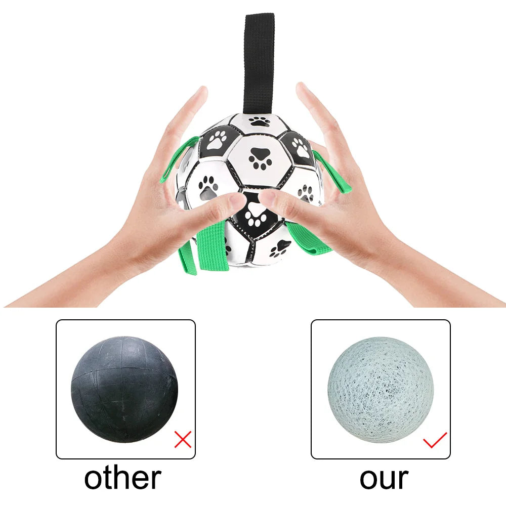 Pets Accessories Dog Bite Chew Balls Interactive Pet Football Toys 15cm Puppy Outdoor Training Soccer With Grab Tabs