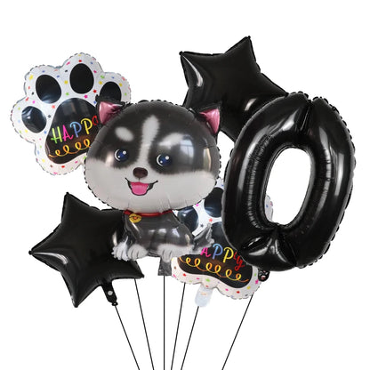 6pcs Corgi Husky Helium Balloons Pet Dog Paw Bone Cartoon Animal Ballon Birthday Party Decoration Baby Shower Globos Kids Toys
