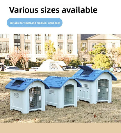 the IN THE DOGHOUSE - Large Waterproof Outdoor Doghouse - Detachable & Washable Dog Cage for Medium/Large Breeds, All-Weather Shelter