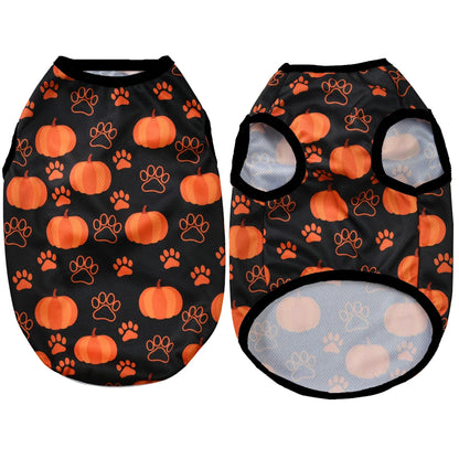Halloween Ghost Pumpkin Print Dog T-shirt For Small Medium Dogs Cats Breathable Puppy Vest Costume Schnauzer Yorkshire Pet Coat