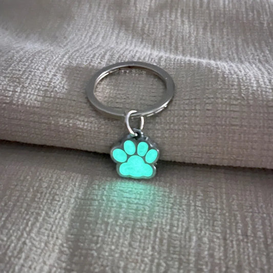Luminous Dog Cat Paw Keychain Creative Green Blue Glow In Dark Key Ring Bag Accessories For Holder Bag Charm For Women