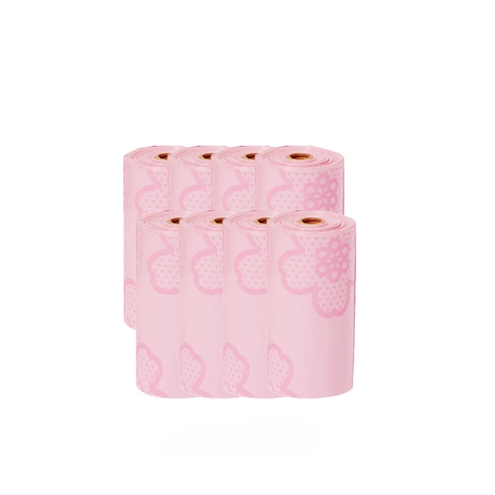 the PINK PETAL POOP BAGS - Pet Poop Scooper Bag, Portable Pet Waste Bags, Matching Pink Flower Dog Garbage Holder Dispensers, Cleaning Supplies Accessories