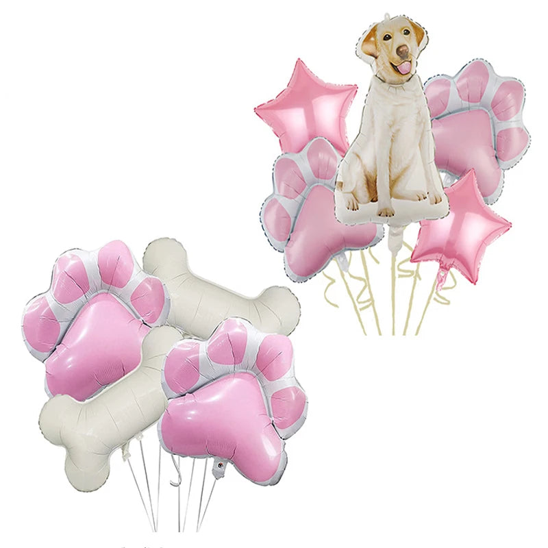 Large Dog Party Balloons Decorations Banner Pet Festivals Party Supplies Paw Bone Foil Balloons Pets Birthday Decorations