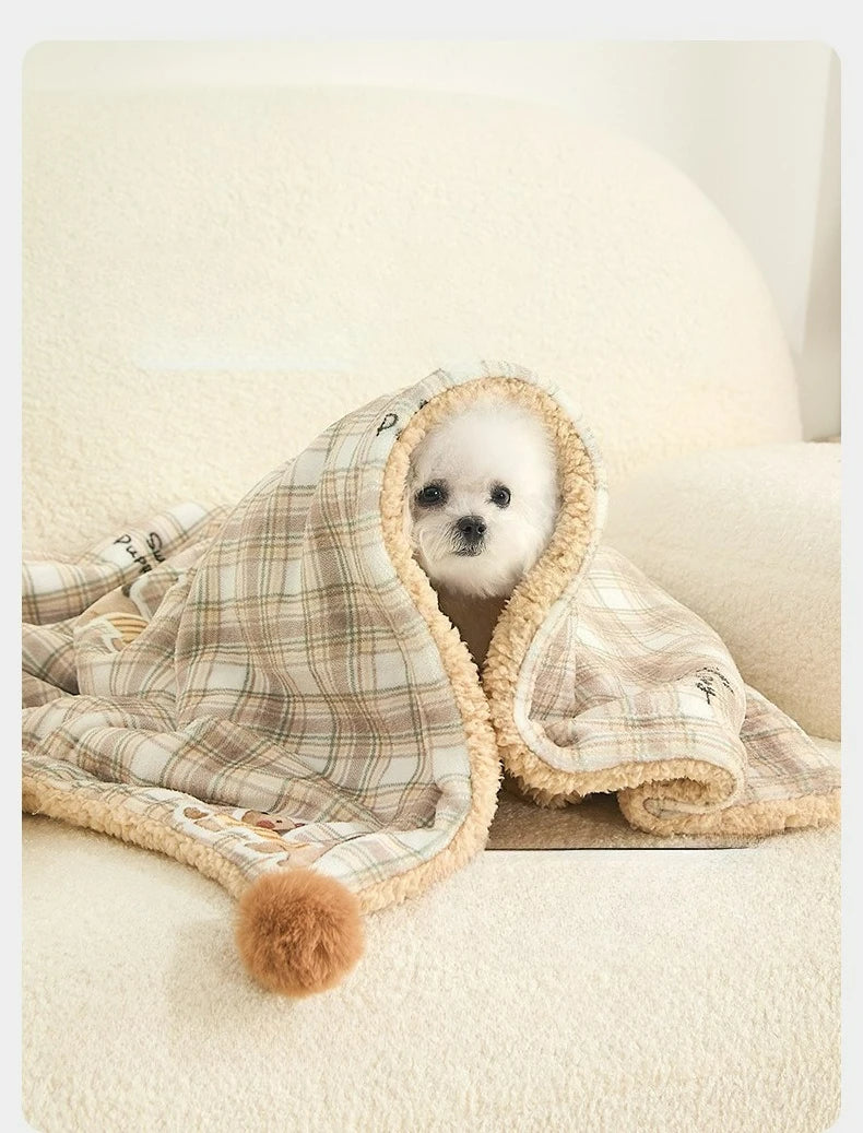 2pcs/set New Style Pet Sleeping Pad Winter Dog Blanket Cat Cushion Universal Comfortable Dog Quilt with Pillow Pet Supplies