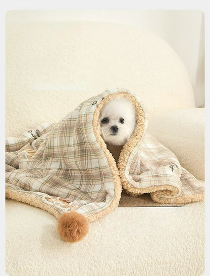 2pcs/set New Style Pet Sleeping Pad Winter Dog Blanket Cat Cushion Universal Comfortable Dog Quilt with Pillow Pet Supplies