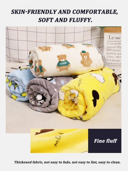Soft Fluffy Flannel Dog Blanket Cute Cartoon Print Pet Bed Sheet Mat Warm Breathable Cat And Dog Sleeping Blankets Pet Supplies