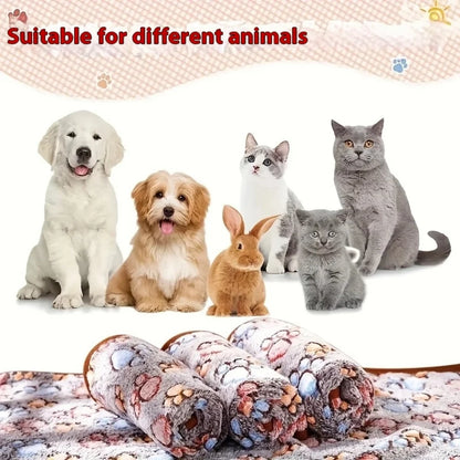 3PCS Soft Flannel Fleece Cat Dog Blanket Bed Mats Paw Foot Print Warm Pet Blanket Sleeping Beds Cover Mat For Pets Supplies