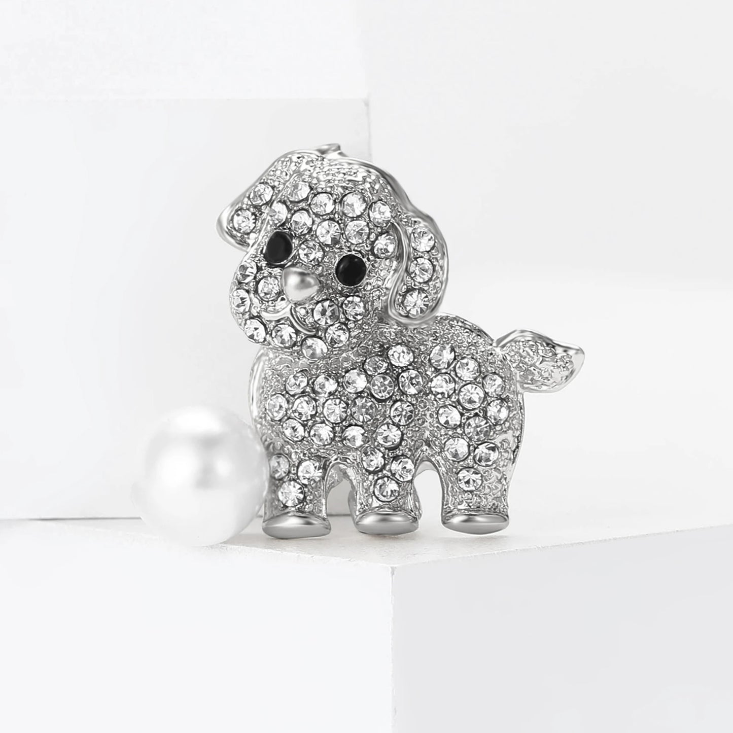 Enamel Puppy Brooches for Women Unisex Rhinestone Animal Pin Dog Lapel Pins Office Party Friend Luxury Gifts Jewelry Accessories