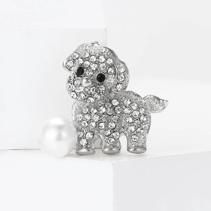 Enamel Puppy Brooches for Women Unisex Rhinestone Animal Pin Dog Lapel Pins Office Party Friend Luxury Gifts Jewelry Accessories