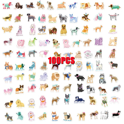 100/200/300PCS Cute Dog Series Graffiti Stickers Phone Laptop Computer Pad Decal Cup Stationery Luggage Waterproof Small Sticker