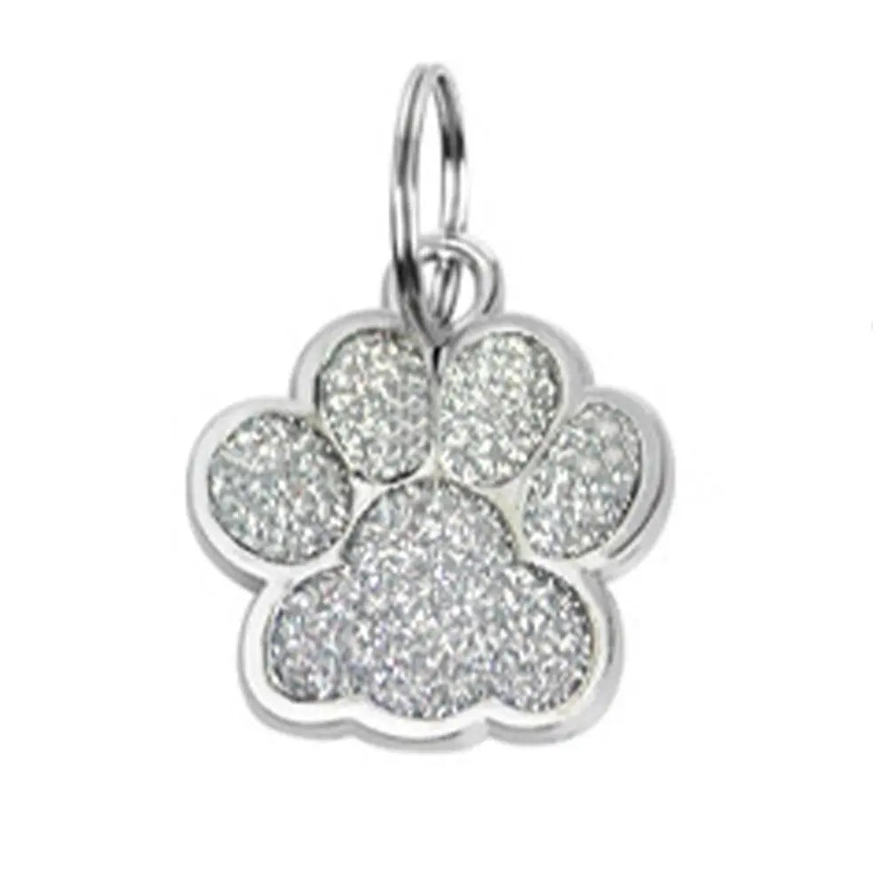 Cat Dog Paw Print Dog Cat Tags Personalized Anti-Lost Pet Glitter Pendant Exquisite with Hook Pet Collar Tag Pendant Kitten