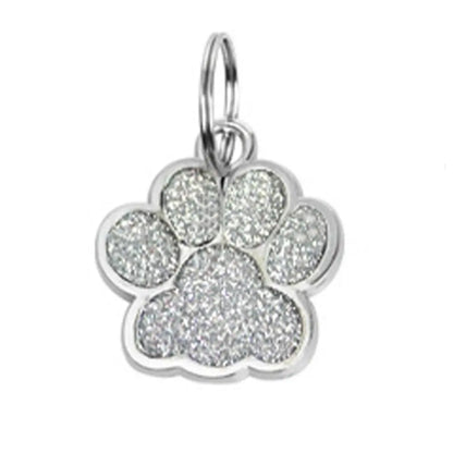 Cat Dog Paw Print Dog Cat Tags Personalized Anti-Lost Pet Glitter Pendant Exquisite with Hook Pet Collar Tag Pendant Kitten