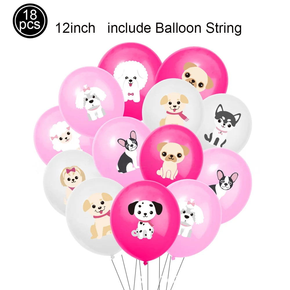 Dog Theme Party Decor Dog Paws Animals Pet Foil Balloons Number Standing Ballons  Baby Shower Kids Happy Birthday Banner Decor