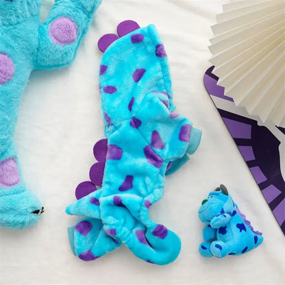 the BLUE MONSTER - Dog Clothes Warm Fleece Pet Hoodies, Dog Clothes for Small Dogs, Winter Pet Clothing Puppy/Cat Dinosaur Costume, Chihuahua Jacket