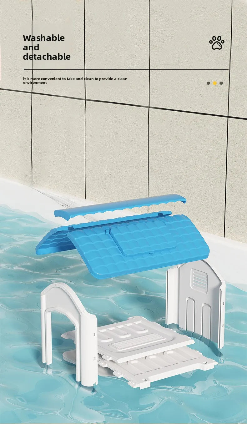 the IN THE DOGHOUSE - Large Waterproof Outdoor Doghouse - Detachable & Washable Dog Cage for Medium/Large Breeds, All-Weather Shelter