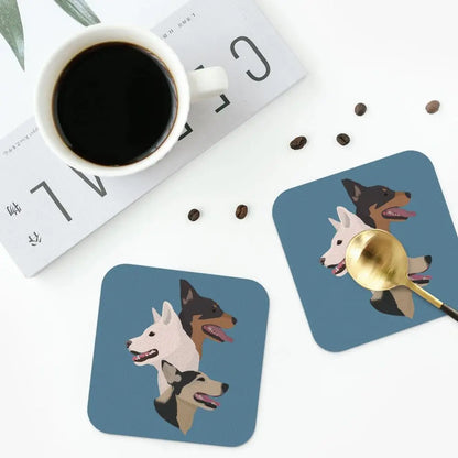 Family Of Dogs Coasters Kitchen Placemats Non-slip Insulation Cup Coffee Mats For Decor Home Tableware Pads Set of 4