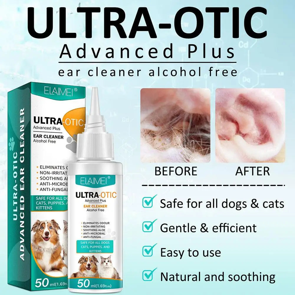 the EAR CLEANER - 50ML Pet Ear Mite Cleaner Earwax Odor Removal