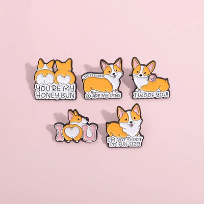 Cute Dog Enamel Brooches Short Legs Corgi Cartoon Puppy Animal Pins Clothing Hat Ornament Badge Custom Jewelry Gifts Wholesale