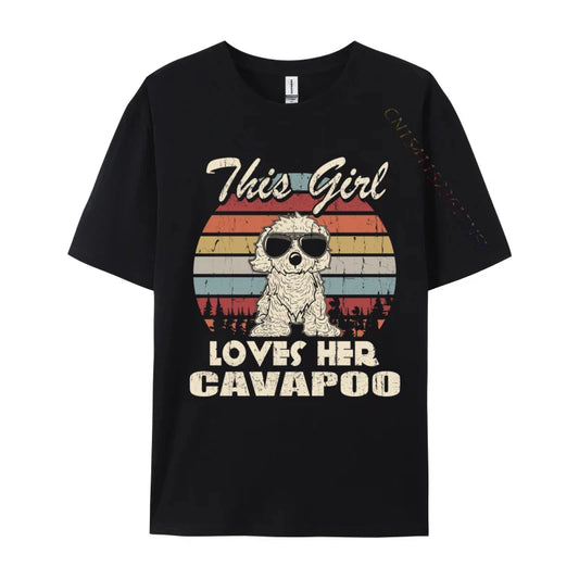 the CAVAPOO GIRL - Cavapoo Girl Cool Vintage Retro for Dog Mom T-Shirt, 100% Cotton Brand New T-Shirts, Short Sleeve Printed T-Shirt
