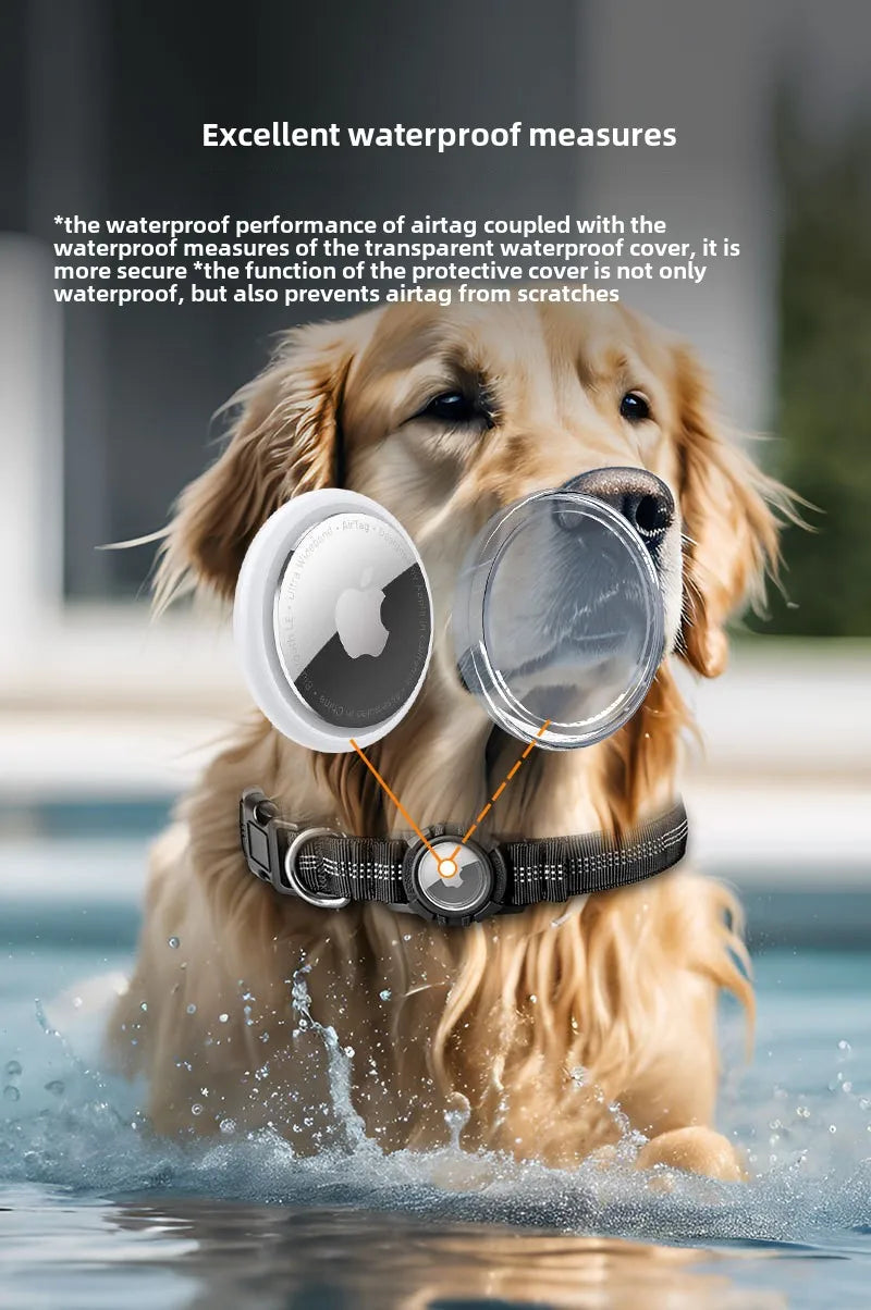 the FINDMYPAWS AIRTAG COLLAR - Dog Collar Reflective Waterproof Transparent Cover Airtag Locator Anti-Loss Pet Collar