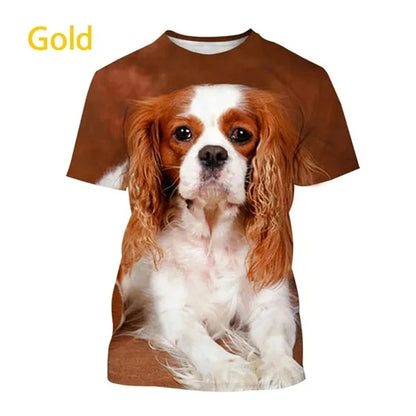 the COOL CAVALIER - Beautiful Cavalier Dog 3D Printed T-Shirt, King Charles Spaniel Fashion, Men/Women's Personality Hip Hop Casual T-Shirt Tees Tops