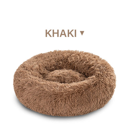 Calming Dog Bed for Small Dogs - Donut Washable Small Pet Bed, Anti-Slip Round Fluffy Plush Faux Fur Large Cat Bed