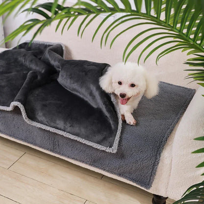 Waterproof Soft Pet Blanket Liquid Pee Proof Dog Blanket for Sofa Bed Couch, Reversible Sherpa Fleece Furniture Protector Cover